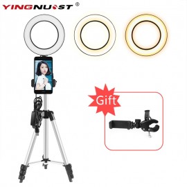 6 16CM Photography Dimmable LED Selfie Ring Light Youtube Video Live 3500-5500k Photo Studio Light With Phone Holder USB Plug