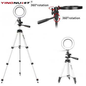6 16CM Photography Dimmable LED Selfie Ring Light Youtube Video Live 3500-5500k Photo Studio Light With Phone Holder USB Plug