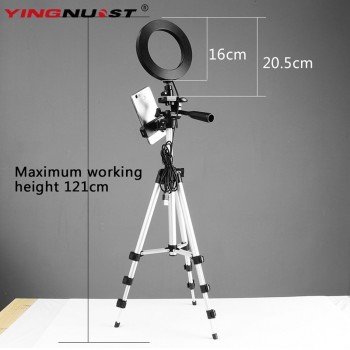 6 16CM Photography Dimmable LED Selfie Ring Light Youtube Video Live 3500-5500k Photo Studio Light With Phone Holder USB Plug