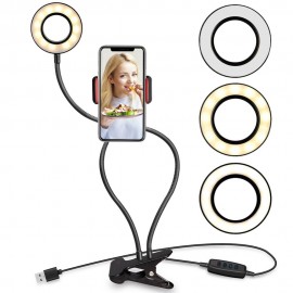 Photo Studio Selfie LED Ring Light with Cell Phone Mobile Holder for Youtube Live Stream Makeup Camera Lamp for iPhone Android