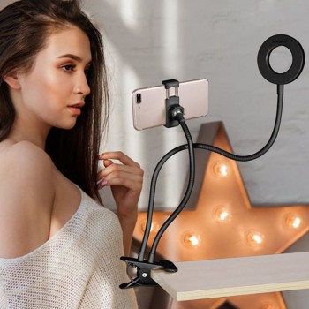 Photo Studio Selfie LED Ring Light with Cell Phone Mobile Holder for Youtube Live Stream Makeup Camera Lamp for iPhone Android