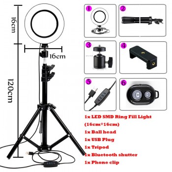 Dimmable LED Selfie Ring Light Youtube Video Live With 120cm-160cm Tripod USB Plug 3500-5500k Photo Studio Photography Light