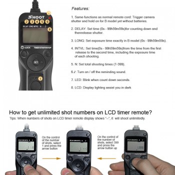 Timer Remote Shutter Release Control Cable Cord for Canon EOS 1200D 760D 750D 700D 100D 60Da 70D Rebel T6s T6i T5i T5 T4i T3i T3
