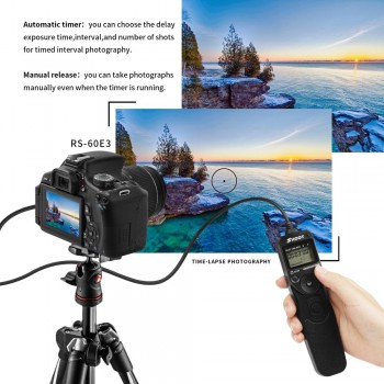 SHOOT RS-60E3 LCD Time Shutter Release Remote Control for Canon EOS 1300D 1100D 1200D 650D 600D 550D 1000D 450D 350D 100D 60D