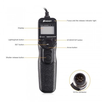 Shoot Timer Remote Control Shutter Release Cable Intervalometer for Nikon D810a D810 D800E D800 D700 D500 D300s D300 D200 D5 D4