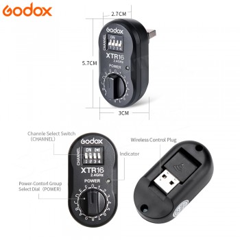 Godox XTR-16 Flash Receiver 2.4G Wireless X-system to X1T-C X1T-N XT-16 Transmitter Trigger for Godox TT685 TT350 TT600 Flash