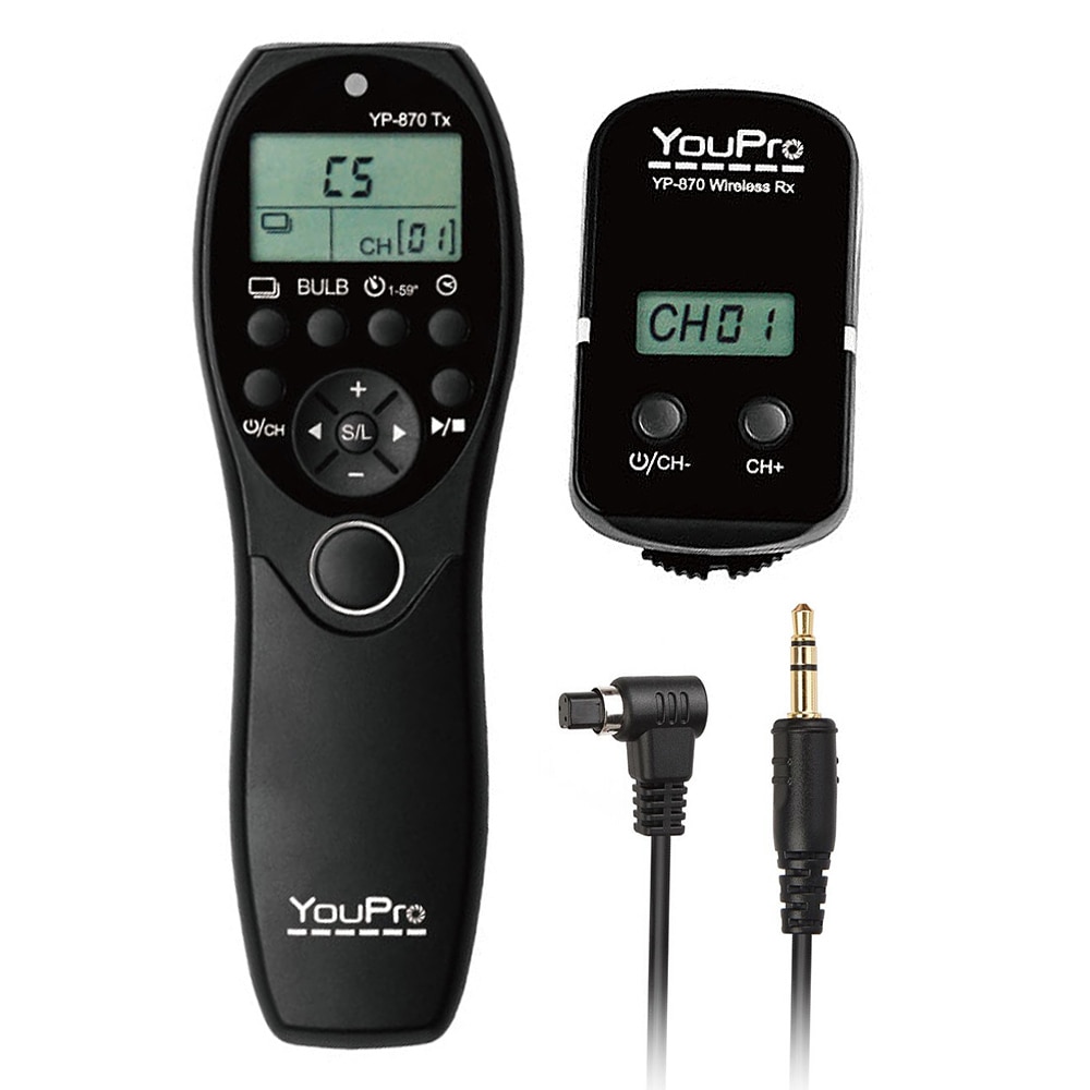 YouPro YP-870 N3 2.4G Wireless Remote Control LCD Timer Shutter Release Transmitter Receiver 32 Channels for Canon DSLR Cameras