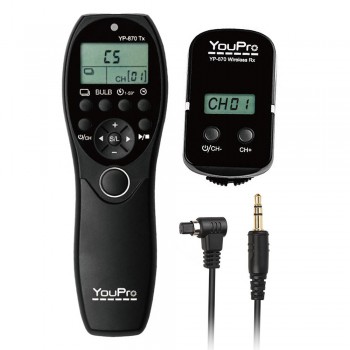 YouPro YP-870 N3 2.4G Wireless Remote Control LCD Timer Shutter Release Transmitter Receiver 32 Channels for Canon DSLR Cameras