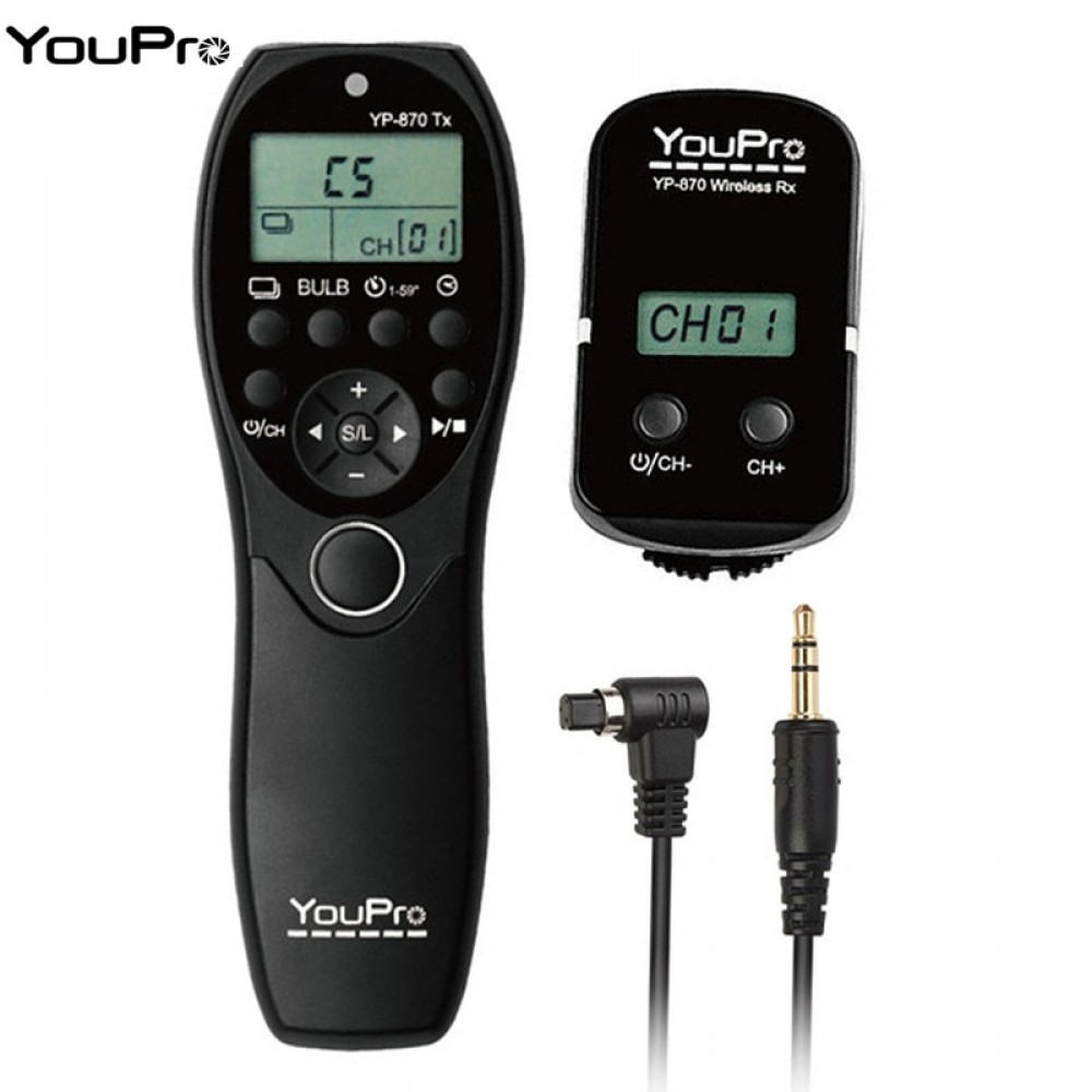 YouPro YP-870II N3 2.4G Wireless Remote Control LCD Timer Shutter Release Transmitter Receiver for Canon DSLR Cameras In stock