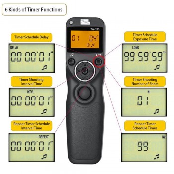 Pixel TW-283 Wireless Timer Remote Control Shutter Release Cable For Canon 60D 700D 650D 600D 550D 450D 400D 300D 1100D 1000D 5D