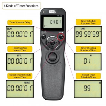 PIXEL TW-283 Wireless Timer Shutter Release Remote Control For Canon 800D 70D Nikon D7300 D7500 D750 D5600 Sony A7II A7RII A6300