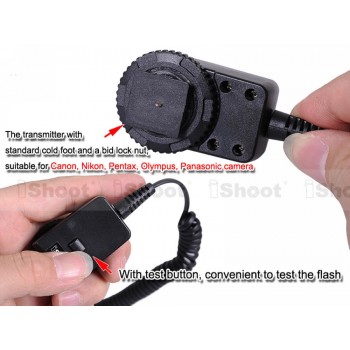 Flash Trigger Dual Hot Shoe Mount 2.5m PC Sync Cable Cord w/ Transmitter 3.5mm Plug for Canon Pentax Olympus Camera Speedlite