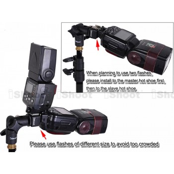 Flash Trigger Dual Hot Shoe Mount 2.5m PC Sync Cable Cord w/ Transmitter 3.5mm Plug for Canon Pentax Olympus Camera Speedlite