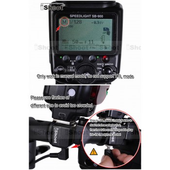 Flash Trigger Dual Hot Shoe Mount 2.5m PC Sync Cable Cord w/ Transmitter 3.5mm Plug for Canon Pentax Olympus Camera Speedlite
