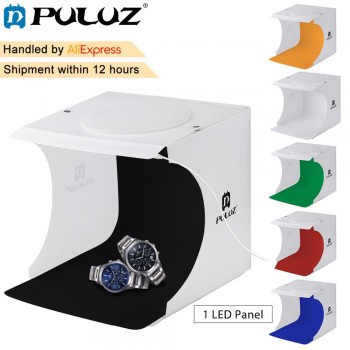 PULUZ 20*20cm 8 Mini Folding Studio Diffuse Soft Box Lightbox With LED Light Black White Photography Background Photo Studio box