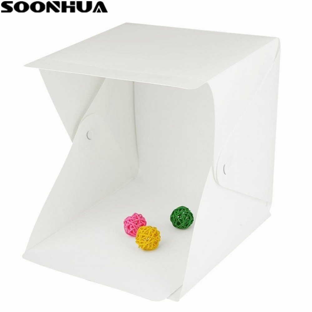 SOONHUA Portable Folding Lightbox Photography Studio Softbox LED Light Soft Box Tent Kit for Phone DSLR Camera Photo Background