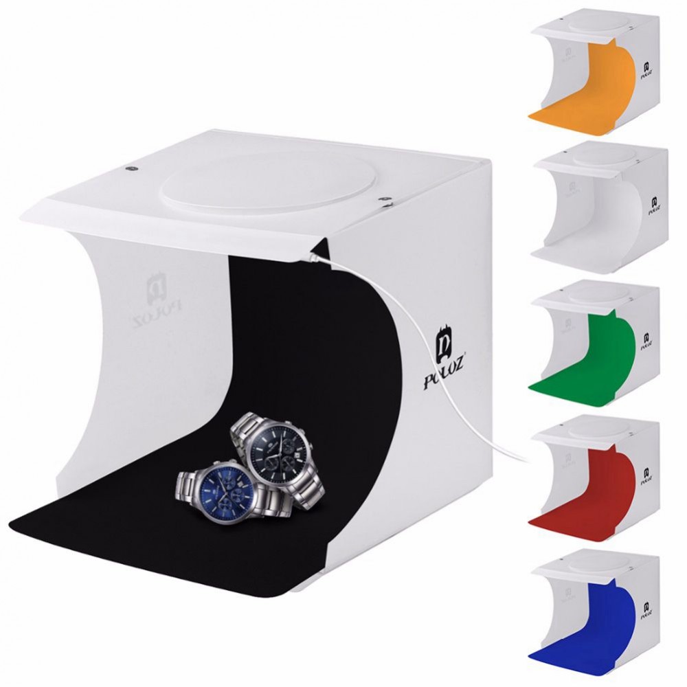 PULUZ Mini Folding Studio Diffuse Soft Box Lightbox With LED Light White Photography Background Photo Studio box