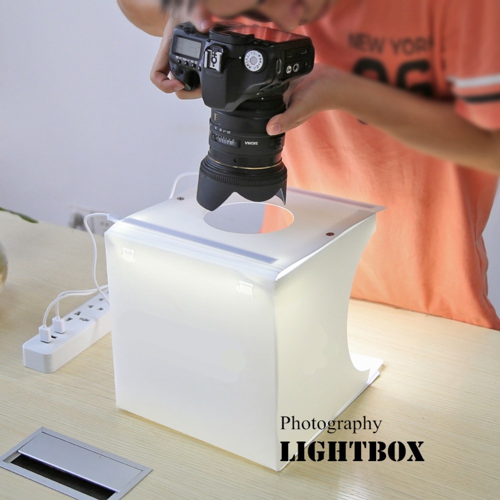 Photography Folding Lightbox Take Photo Studio Softbox 2 Panel LED Light Soft Box Photo Background Kit Light box for DSLR Camera