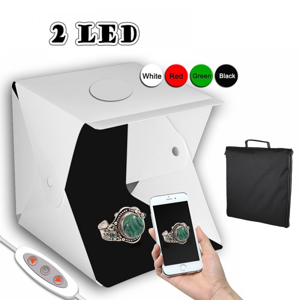 2 LED Folding Lightbox 30*30 Portable Photography Photo Studio Softbox Adjustable Brightness Light Box For DSLR Camera