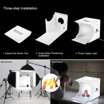 PULUZ Mini Folding Studio 20 * 20cm Soft Light Box Light Box with LED Light Black and White Photography Background Studio Studio