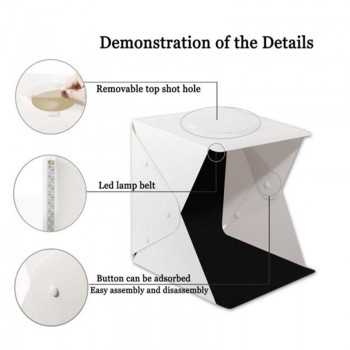 Mini Folding Desktop Stutio LED Light Softbox Portable Photography Soft box  4 color Background 23cm  Button Upgrade soft box