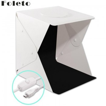 Foleto 40cm Mini Folding Softbox Studio Portable Photography Desktop LED Light Photo Soft Box Built-in button Background Upgrade