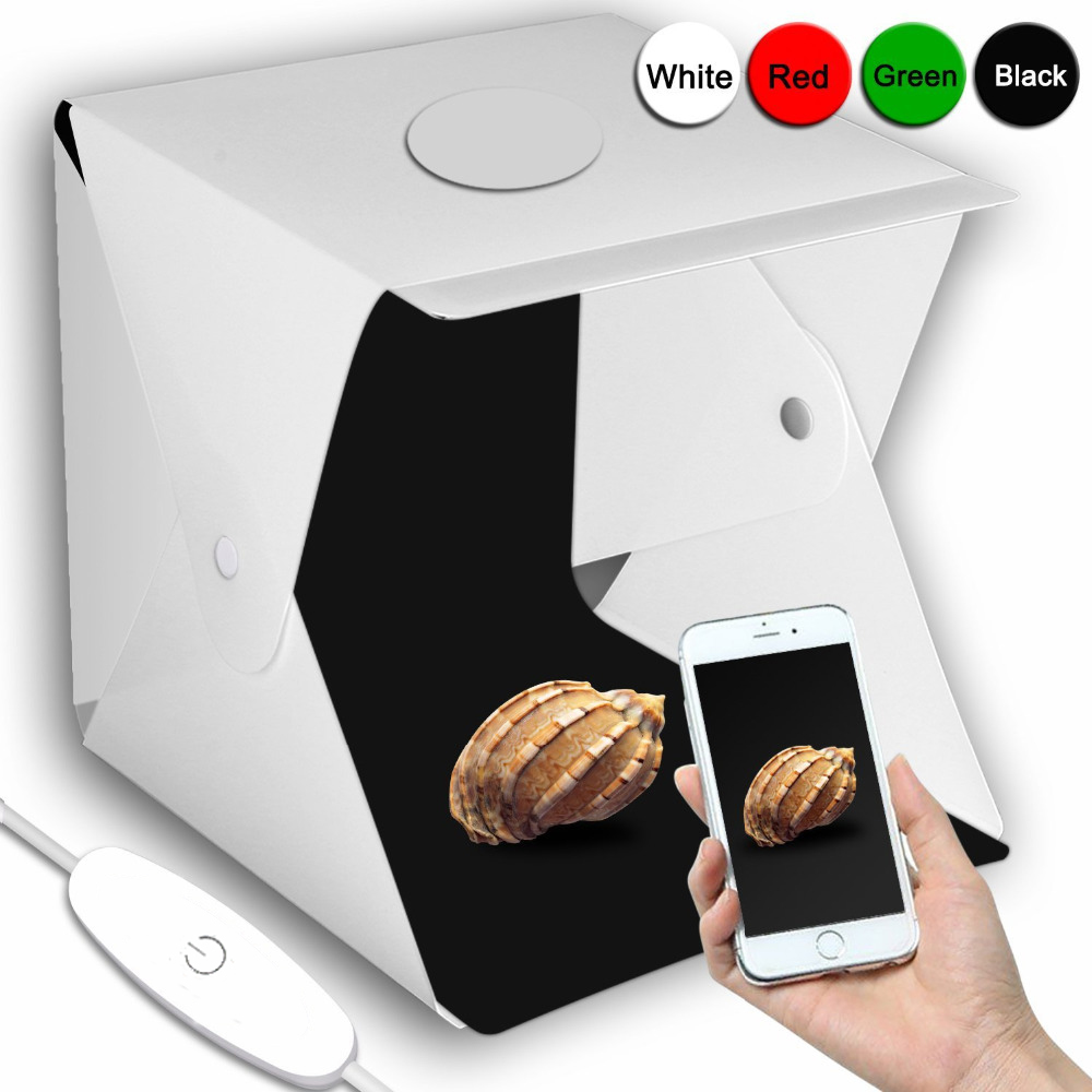 2 LED Folding Lightbox 40*40 Portable Photography Photo Studio Softbox Adjustable Brightness Light Box For DSLR Camera