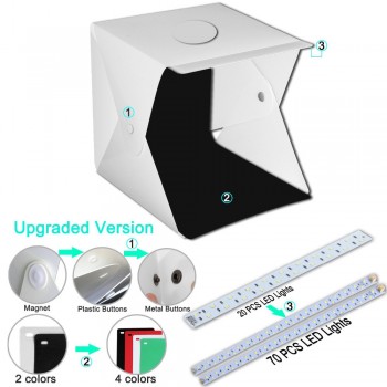 2 LED Folding Lightbox 40*40 Portable Photography Photo Studio Softbox Adjustable Brightness Light Box For DSLR Camera