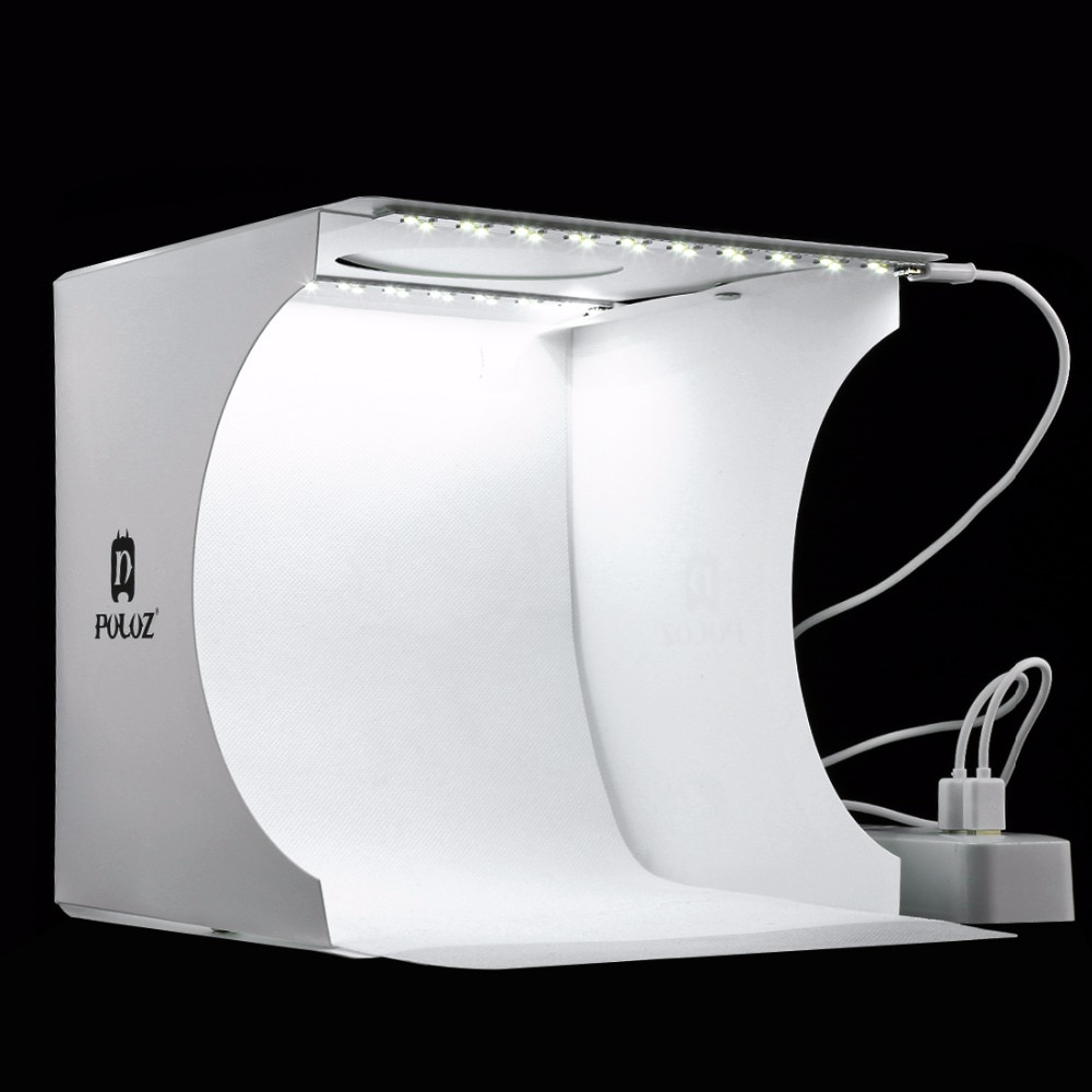 PULUZ 20*20cm 8 Mini Folding Studio Diffuse Soft Box Lightbox With LED Light Black White Photography Background Photo Studio box