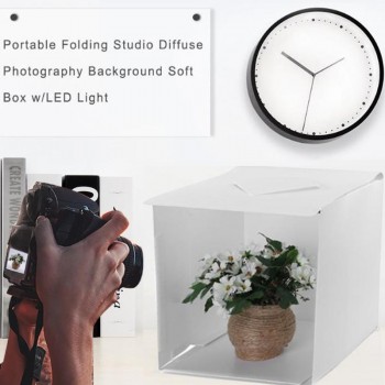 ALLOYSEED Portable Folding Tabletop Studio Diffuse Soft Box With LED Light Black White Photography Background Photo Studio Box