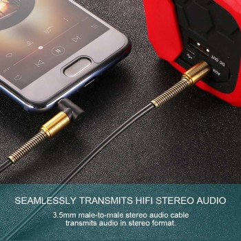 Car Aux Audio Cable 3.5mm Jack Male to Male HIFI Universal Stereo Audio Cable with 90 Degree Angle