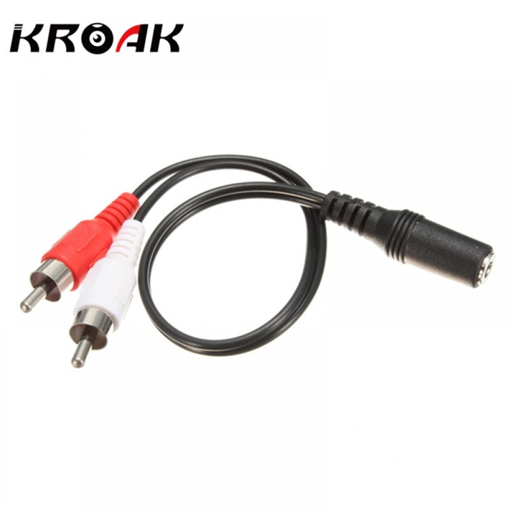 KROAK 3.5mm Female to 2x RCA Male Stereo AUX Audio Headphone Y Cable Splitter Adaptor