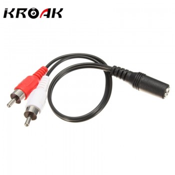 KROAK 3.5mm Female to 2x RCA Male Stereo AUX Audio Headphone Y Cable Splitter Adaptor