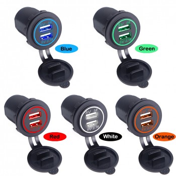 Herorider 12-24V USB Charger for Motorcycle Auto Truck ATV Boat LED Car 3.1A Dual USB Socket Charger Power Adapter Outlet Power