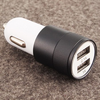 EAFC Dual USB Car Charger Charging Metal Flat Mobile Phone Universal Charging 2.1V Small Steel Cannon Car Charger