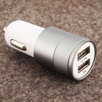 EAFC Dual USB Car Charger Charging Metal Flat Mobile Phone Universal Charging 2.1V Small Steel Cannon Car Charger