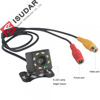 Isudar Car Rear View Camera Universal Backup Parking Camera 8 LED Night Vision Waterproof 170 Wide Angle HD Color Image