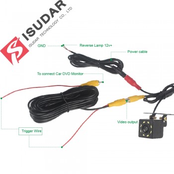 Isudar Car Rear View Camera Universal Backup Parking Camera 8 LED Night Vision Waterproof 170 Wide Angle HD Color Image