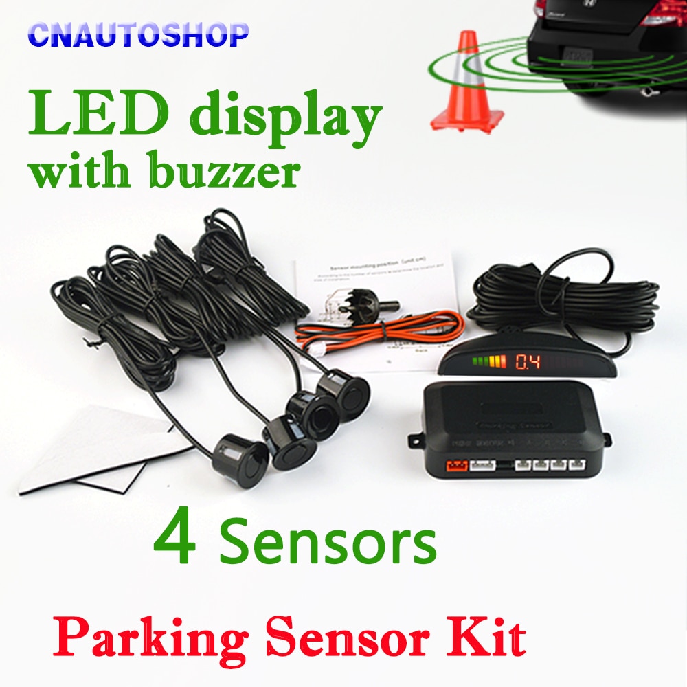 Viecar Car LED Parking Sensor Kit 4 Sensors 22mm Backlight Display Reverse Backup Radar Monitor System 12V 8 Colors