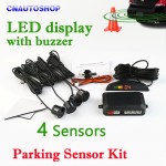 Viecar Car LED Parking Sensor Kit 4 Sensors 22mm Backlight Display Reverse Backup Radar Monitor System 12V 8 Colors