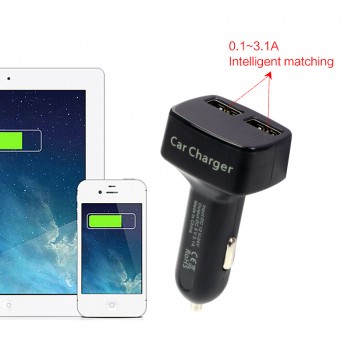 New Dual USB Car Charger Digital LED Display 5V 3.1A Universal Adapter 4 in 1 with Current Meter Tester/Voltage/Temperature