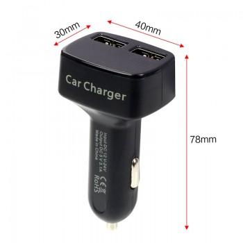 New Dual USB Car Charger Digital LED Display 5V 3.1A Universal Adapter 4 in 1 with Current Meter Tester/Voltage/Temperature
