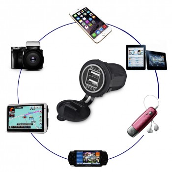 Herorider USB Power Outlet 4.2A Car Charger Dual Socket Adapter Motorcycle USB Charger Cigarette Socket For Motorcycle Car 12v