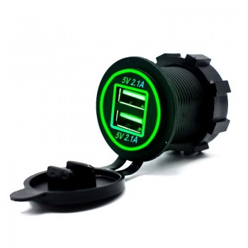 Universal Car Charger USB Vehicle DC12V-24V Waterproof Dual USB Charger 2 Ports Power Socket 5V 2.1A/2.1A with LED Display