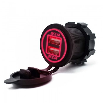 Universal Car Charger USB Vehicle DC12V-24V Waterproof Dual USB Charger 2 Ports Power Socket 5V 2.1A/2.1A with LED Display