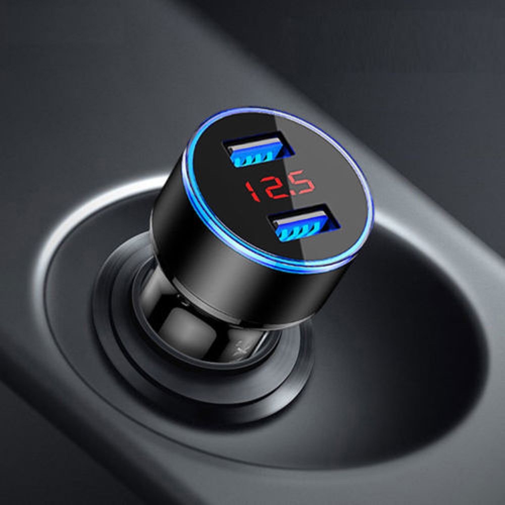 Car Charger 2.1A Dual USB Quick Charge  2 Port LCD Display 12-24V Cigarette Socket Lighter Charger Adapter For Moblie Phone #CJJ