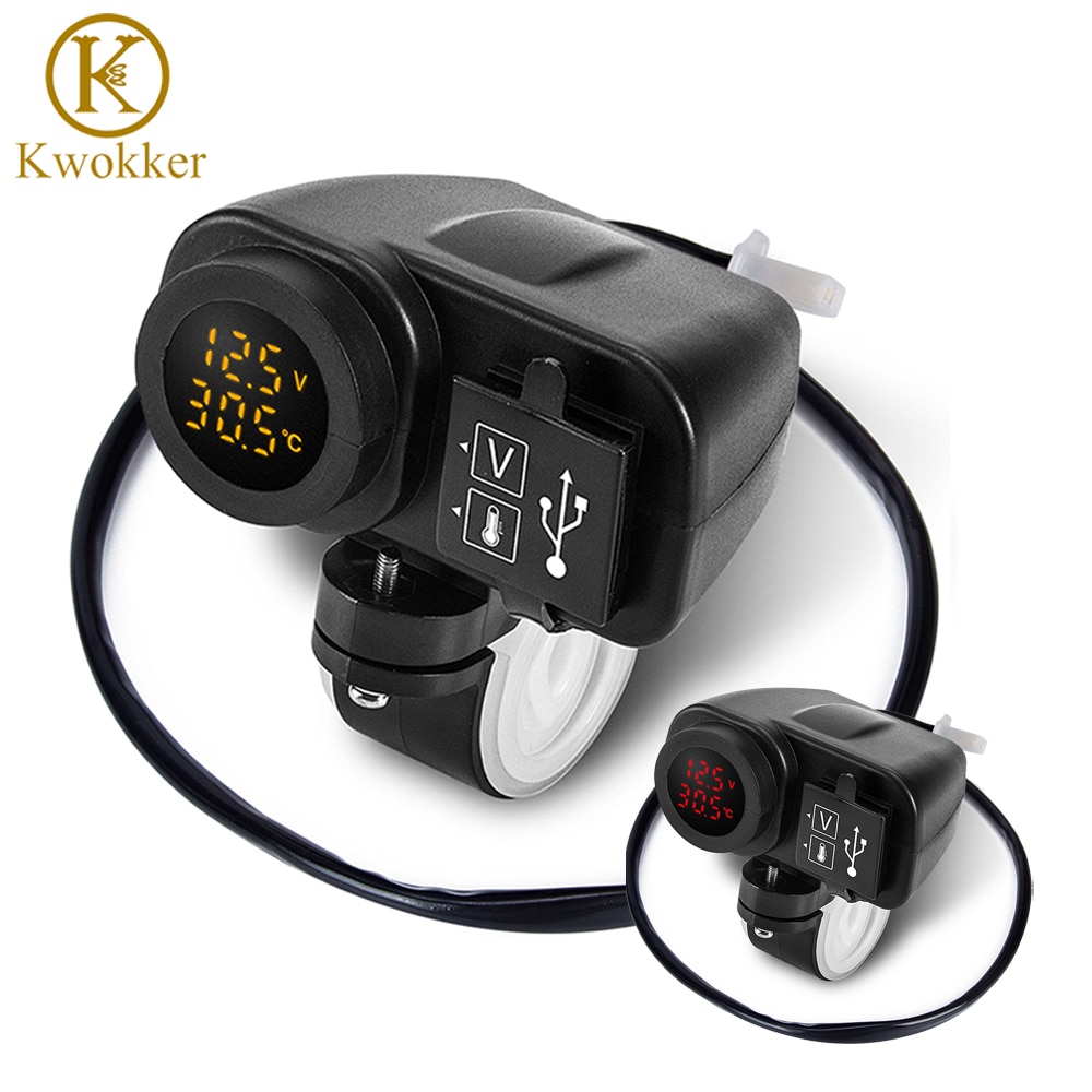 Newest Arrival Motorcycle Dual USB Charger 12V 4.2A Moto 2.1A+2.1A 12V To 5V 15W USB Charger With Voltmeter LED Display Sockets