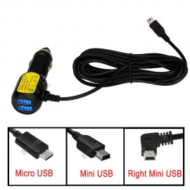 5V 3.5A Dual Mini USB Ports Dash Cam Car Cigarette Adapter Lighter Socket Charger For DVR Vehicle Charging with 3.5 meters Cable