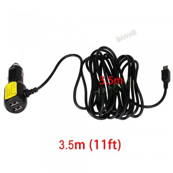 5V 3.5A Dual Mini USB Ports Dash Cam Car Cigarette Adapter Lighter Socket Charger For DVR Vehicle Charging with 3.5 meters Cable