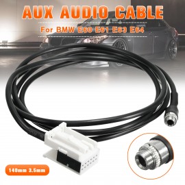 New 3.5mm 12PIN Female Black AUX Audio Input Kit Adapter Music Cable Wire for BMW E60 E61 E63 E64 AUX IN ADAPTER